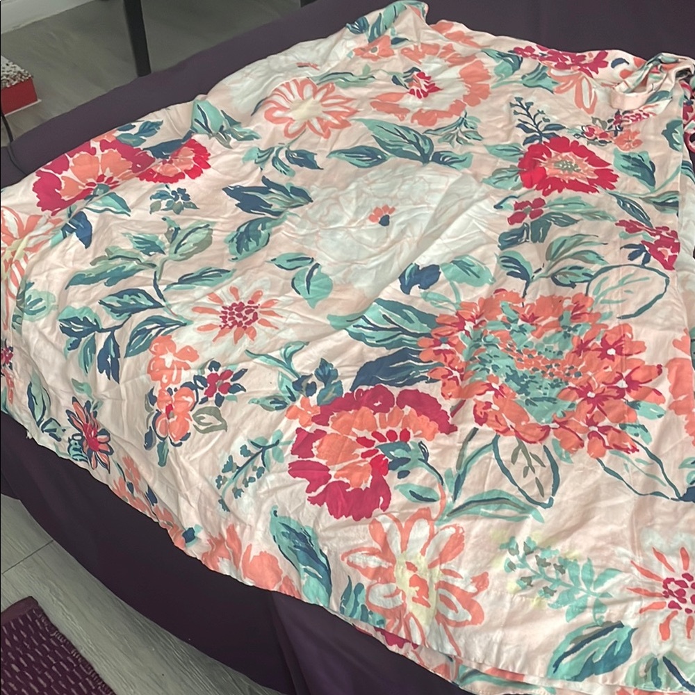 Vibrant Floral Patterned Maxi skirt in Teal Coral and Deep Red